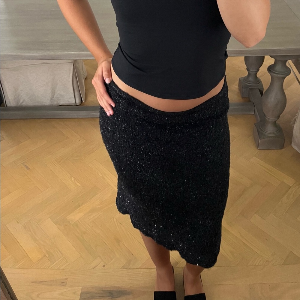 Black Sparkle Midi Skirt